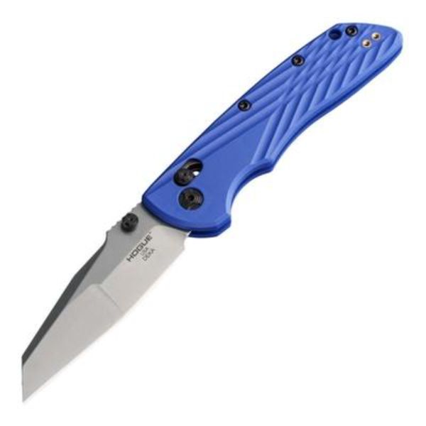 HOG-24363 3.25 in. Deka Folding Knife with Tumbled Finish CPM Wharncliffe Polyamide Nylon Blue Handle