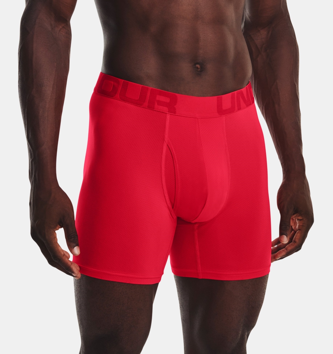 Picture of Under Armour 1363623890XL Mens Tech Mesh 6 in. Boxerjock&#44; Radio Red & Pewter - Extra Large - Pack of 2