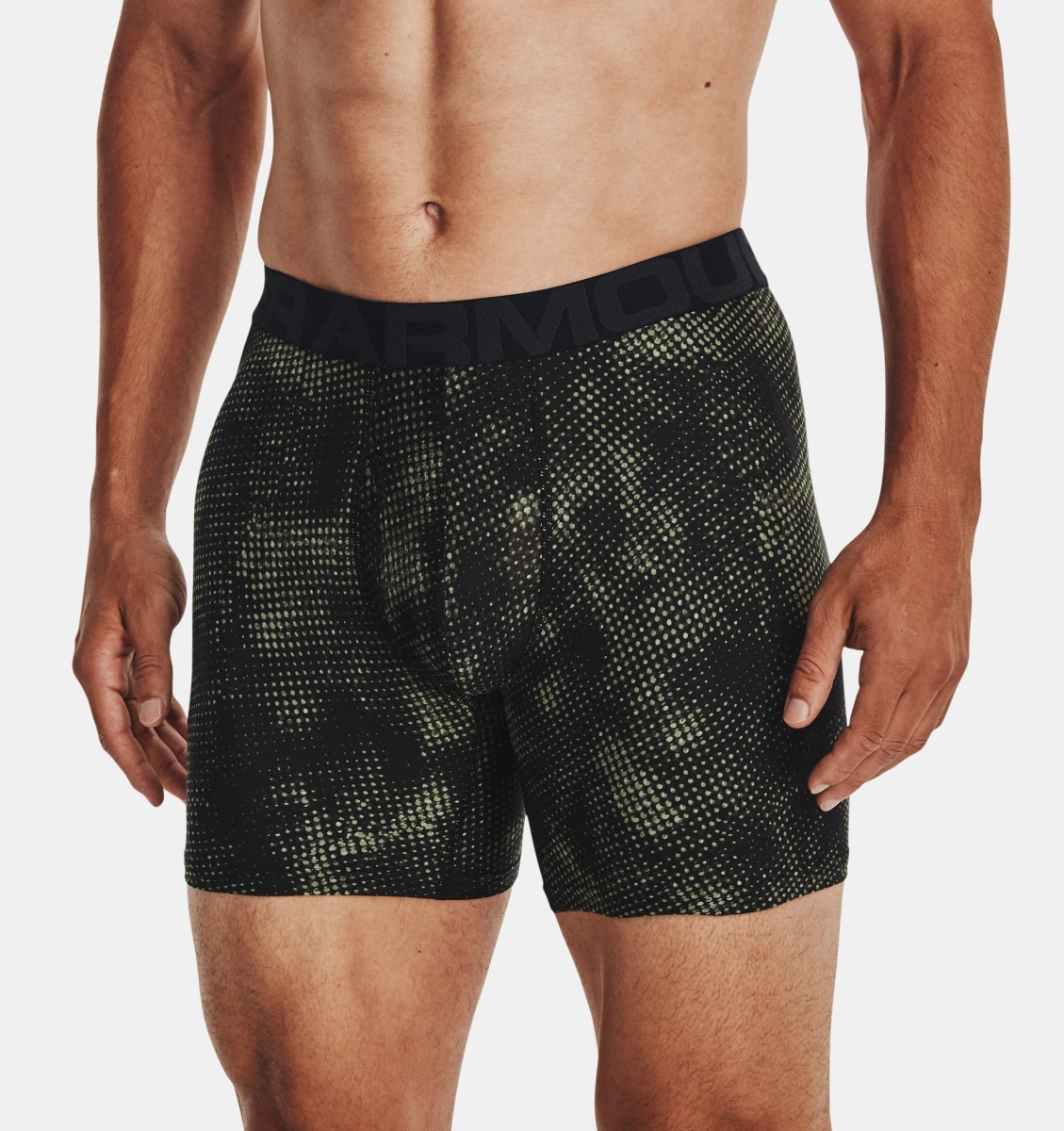 Picture of Under Armour 1363621391SM Mens Tech 6 in. Boxerjock&#44; Marine OD Green & Black - Small - Pack of 2