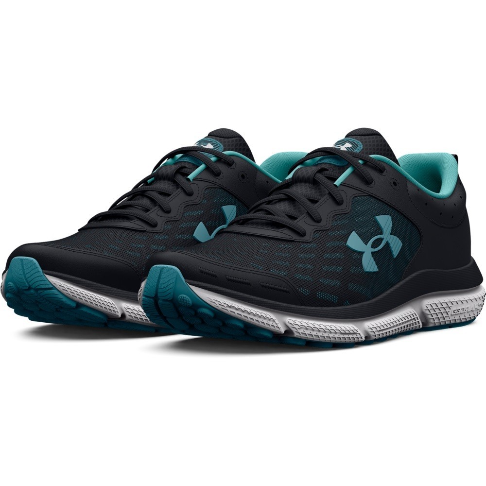 Under Armour 30261790036 Womens Charged Assert 10 Running Shoes, Black, Still Water & Halo Gray - Size 6