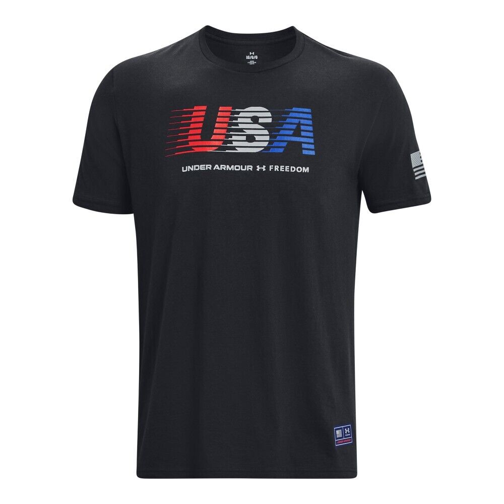 Under Armour 1377065001SM Mens Freedom USA Chest T-Shirt, Black & Steel - Small -  Inner Armour