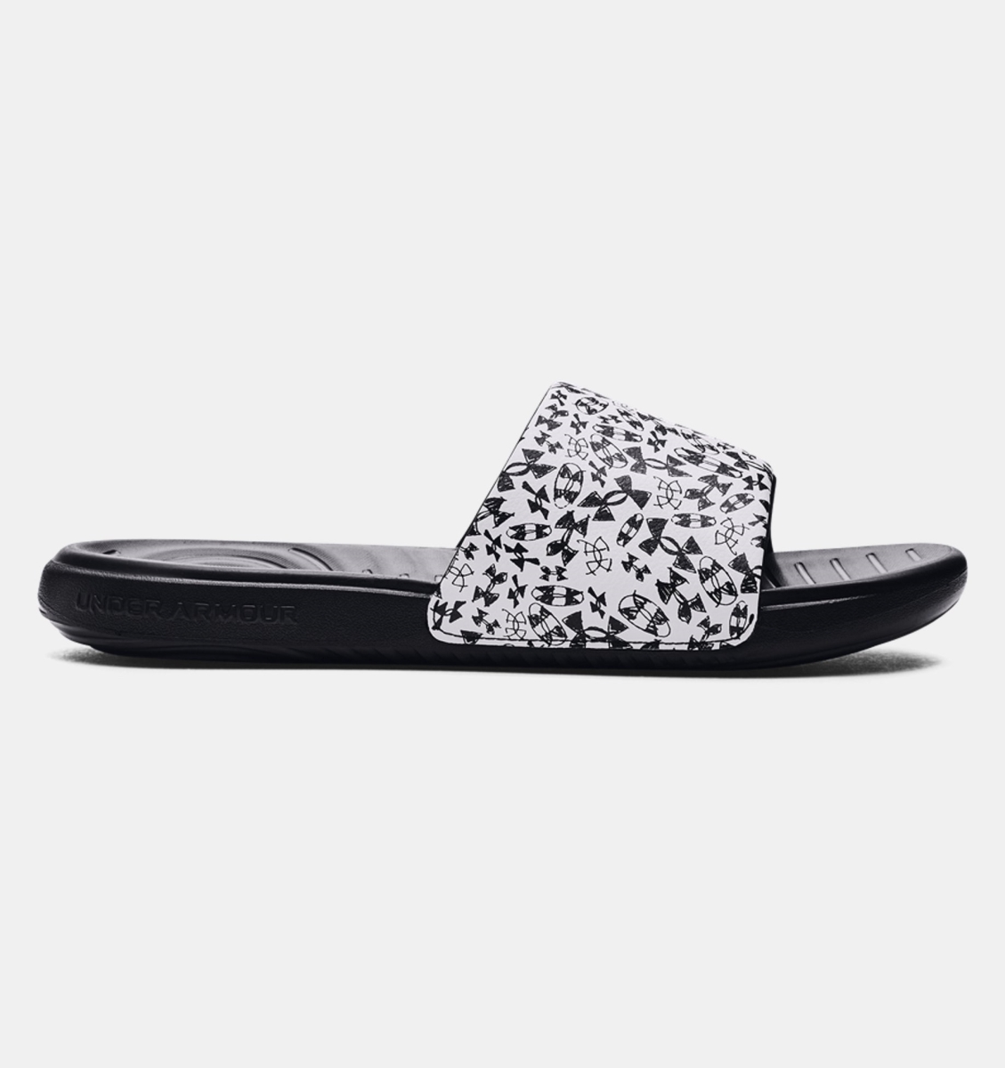 Picture of Under Armour 302443411210 Mens Ansa Graphic Slides&#44; White & Black - Size 10