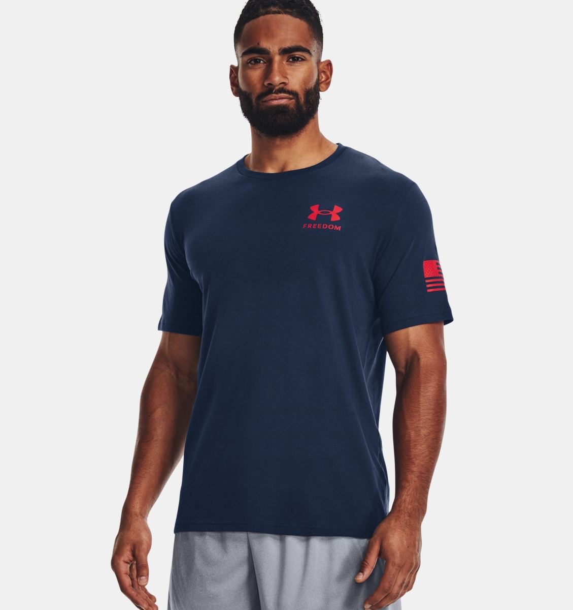 Under Armour 13770564083X Mens Freedom Flag Gradient T-Shirt, Academy & Red- 3XL -  Inner Armour