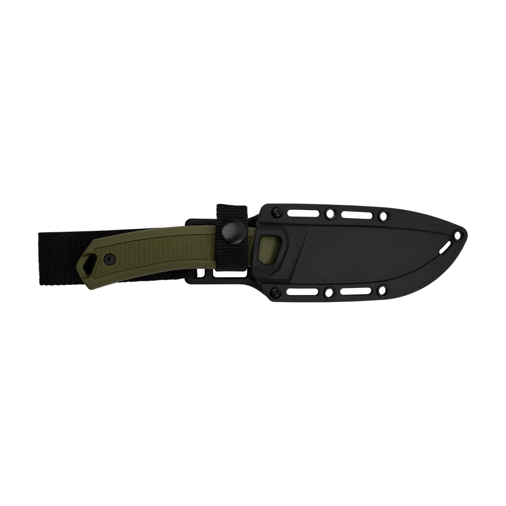 Stonewash Rubber Handle Deschutes Skinner Hunting Knife, Green