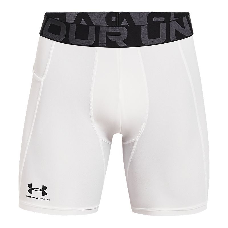 Picture of Under Armour 13615961002X Mens HeatGear Armour Compression Shorts&#44; White & Black - 2XL
