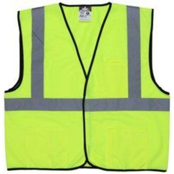 Unisex Class 2 Solid Safety Vest, Fluorescent Lime & Silver Stripe - Medium