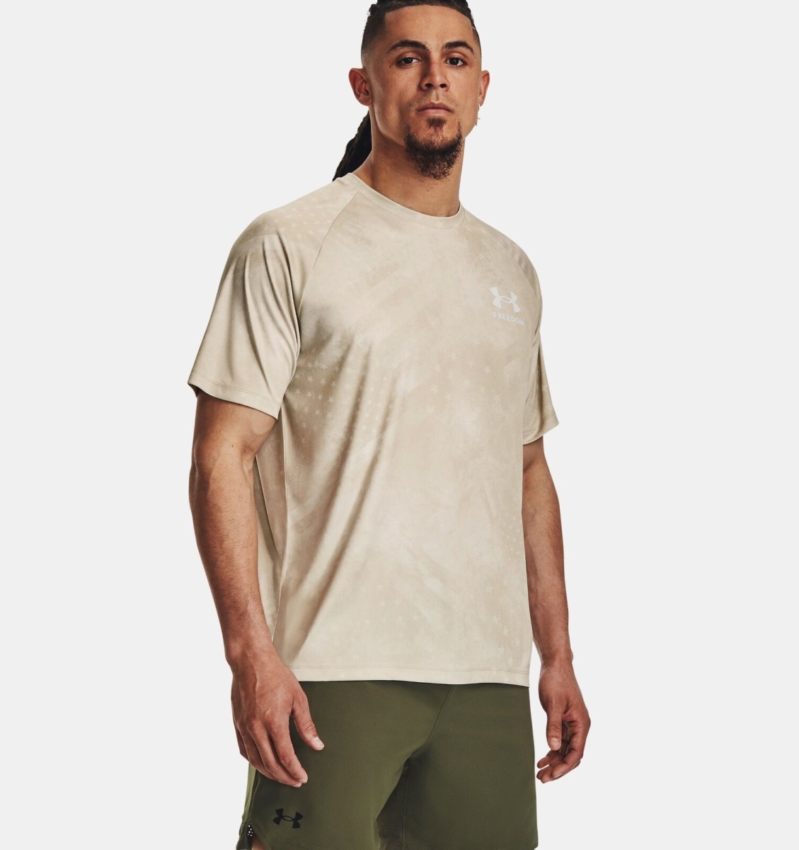 Under Armour 1377055289SM Mens Freedom Tech SS Camo Short Sleeve T-Shirt, Khaki - Small -  Inner Armour