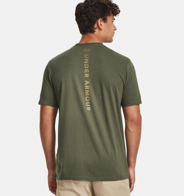 Under Armour 13822023903X Mens Freedom Tac Spine Short Sleeve T-Shirt, Marine OD Green & Federal Tan - 3XL -  Inner Armour