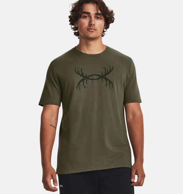 Under Armour 13660173922X Mens Antler Logo Short Sleeve T-Shirt, Marine OD Green - 2XL