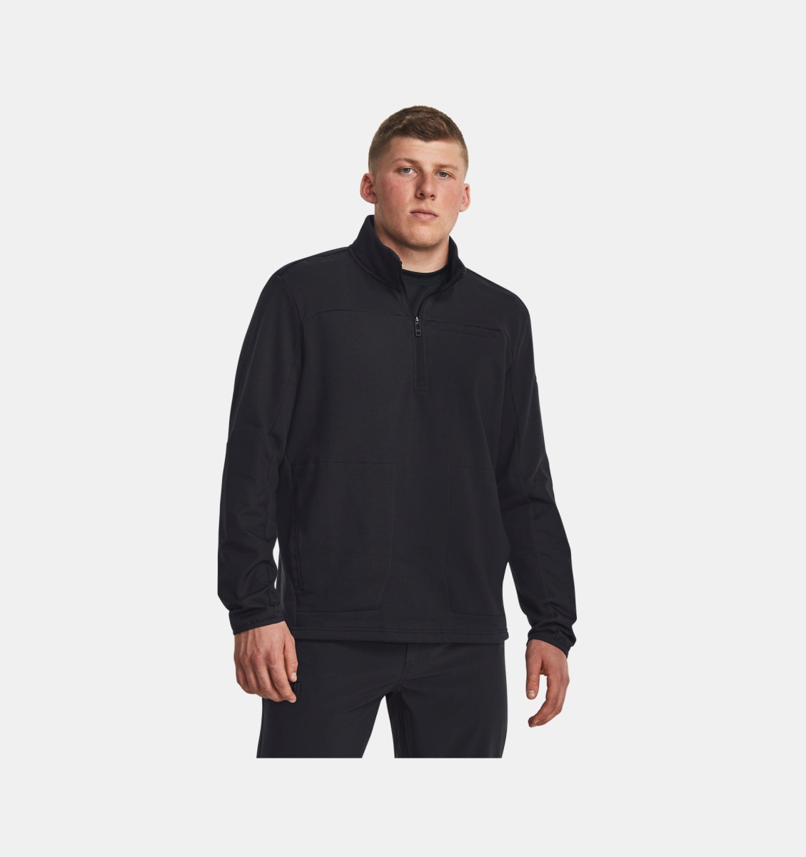 Under Armour 1379203465LG Men 0.5 Zip Tactical Rival Job Fleece Jacket, Dark Navy Blue - Large
