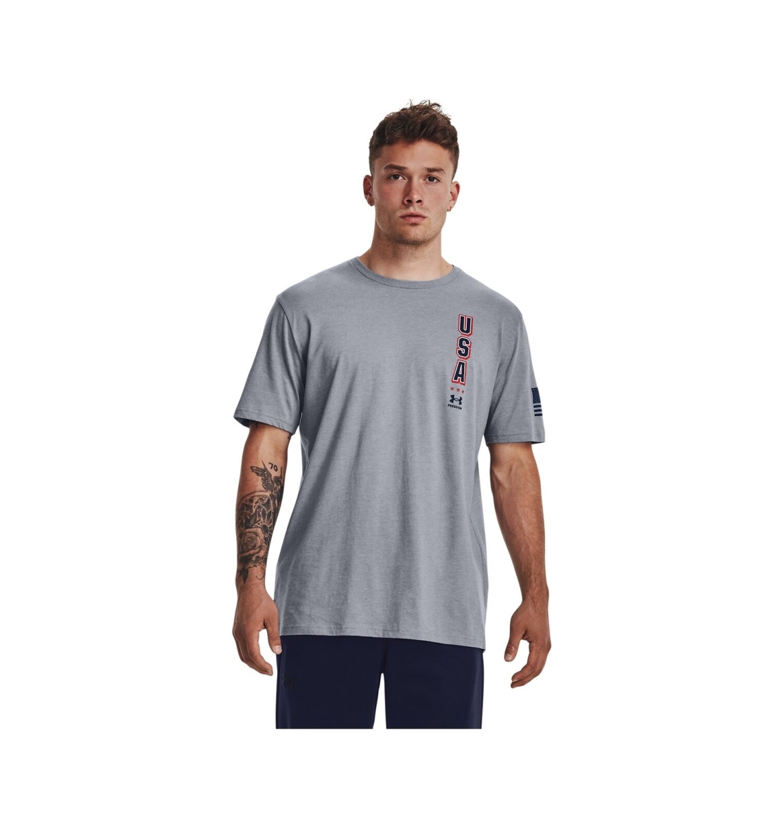 Under Armour 1379220035MD Freedom Eagle T-Shirt, Steel Medium Heather & Academy - Medium