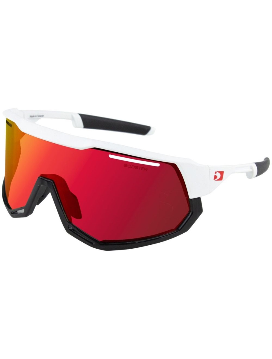 Picture of Bobster BOB-BFRE01 Freewheel Sunglasess - Matte White & Gloss Black Frame with Smoke Black Red Revo&#44; Yellow & Clear Lenses