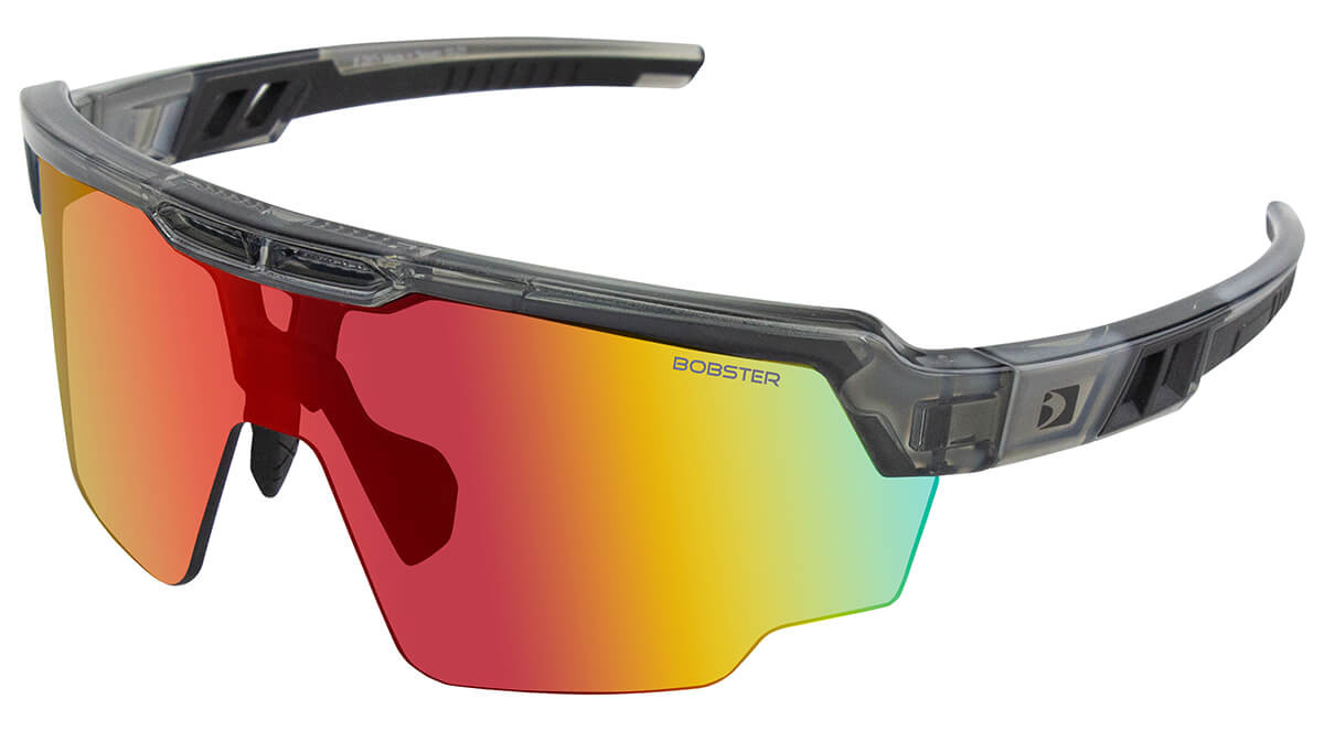 Picture of Bobster BOB-BWHE01 Wheelie Cycling Sunglasses with Gloss Clear&#44; Gray Frame & Smoke Black Red Revo Lens