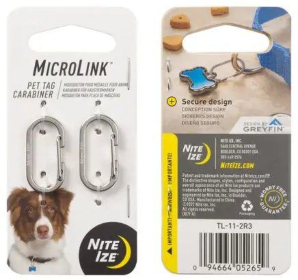 Nite-Ize NITL-11-2R3 Microlink Pet Tag Carabiner - Pack of 2