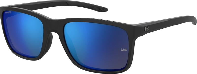 Under Armour SFO-UA0005S001T-JY Hustle Sunglasses, Matte Black Frame & Polarized Blue Lens
