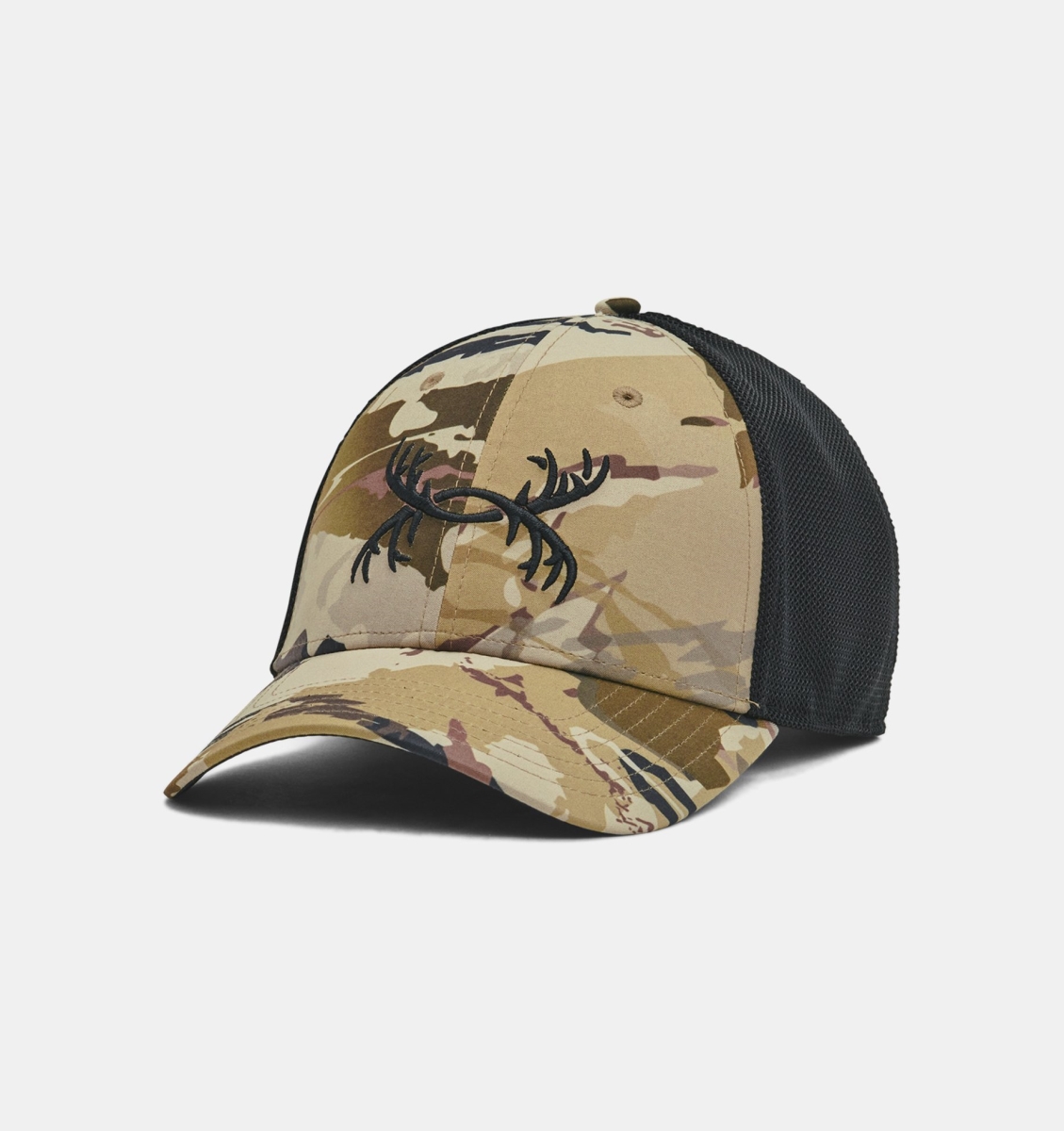 Picture of Under Armour 1372352989OSFM Antler Trucker Hat for Mens&#44; UA Barren Camo & Black - One Size