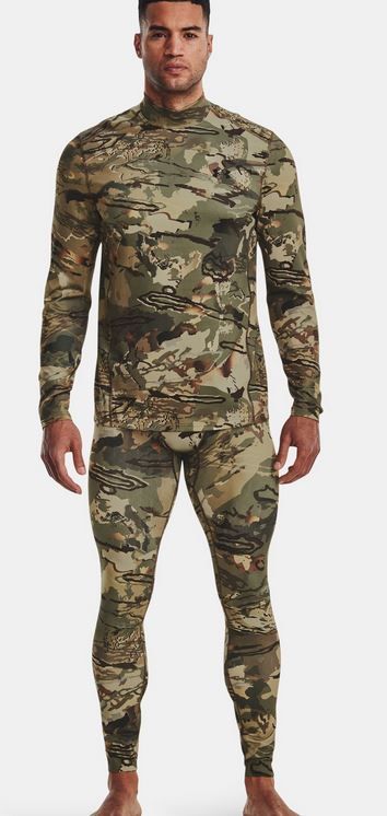 Under Armour 1372605994SM Mens Cold Gear Infrared Camo Mock Long Sleeve T-Shirt, Camo & Black - Small