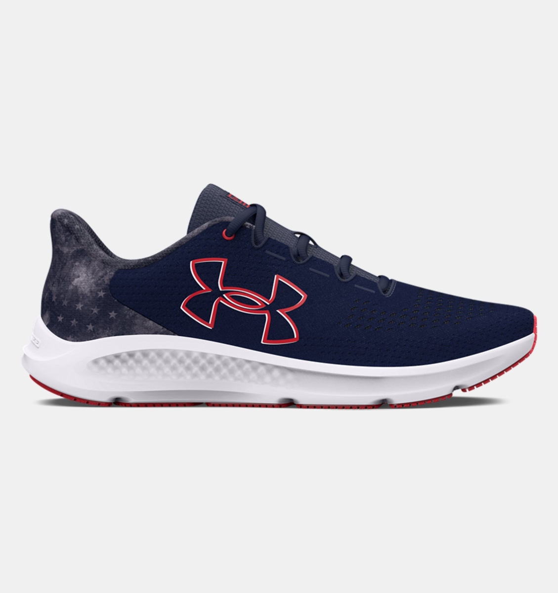 Under Armour 302743240011 Mens Charged Pursuit 3 Big Logo Freedom Running Shoes, Midnight Navy & Red - Size 11