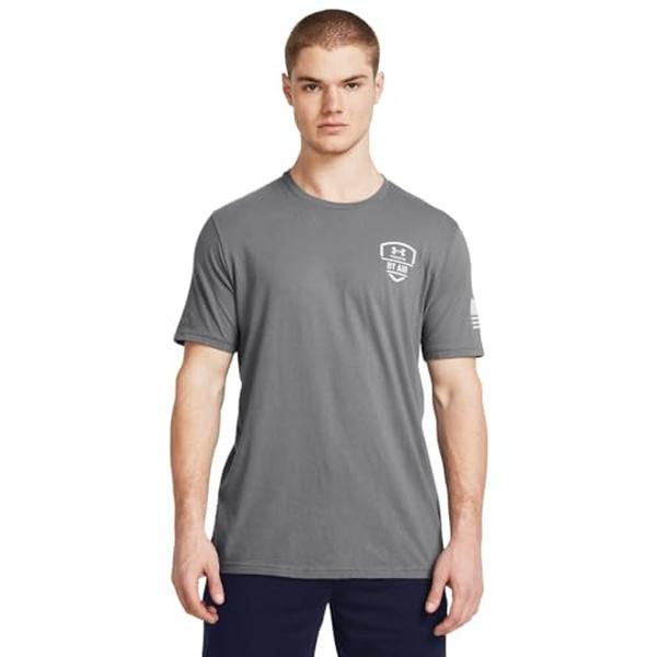 Under Armour 1385948024XL Men Freedom by Air Short Sleeve T-Shirt, Titan Grey, Halo Grey & White - Extra Large