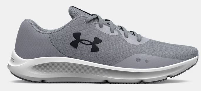 Under Armour 30265181047.5 UA Charged Pursuit 3 Big Logo Running Shoes for Mens, Anthracite, Black & White - Size 7.5