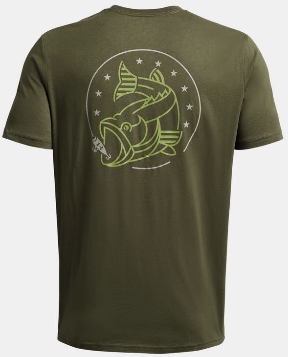 Under Armour 1383003390MD Men Freedom Bass Short Sleeve T-Shirt, Marine OD Green - Medium
