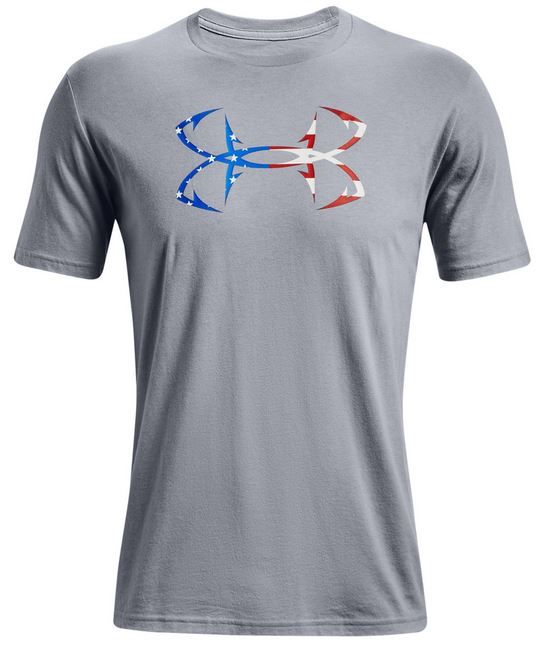 Under Armour 1383001035LG Men Freedom Hook Short Sleeve T-Shirt, Grey - Large