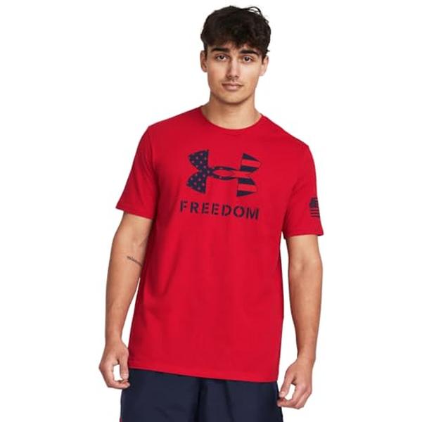 Under Armour 13829706003X Mens Freedom Logo T-Shirt, Red & Midnight Navy - 3XL