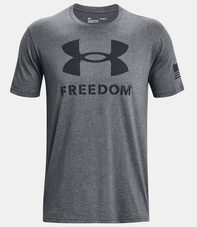 Under Armour 13829700353X Mens Freedom Logo T-Shirt, Steel Medium Heather & Royal - 3XL
