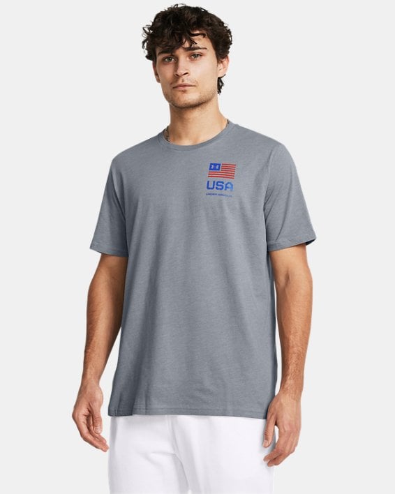Under Armour 1382992035MD Freedom Amp 4 T-Shirt, Steel Medium Heather & Team Royal - Medium