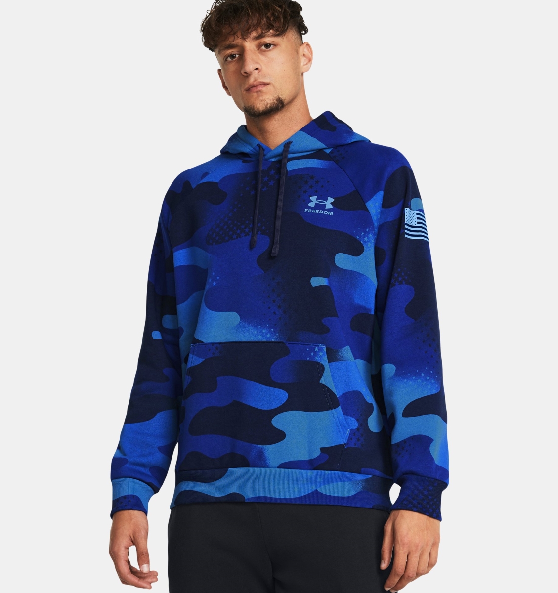 Under Armour 1379211400LG Mens Freedom Rival Fleece Amp Hoodie, Team Royal & Viral Blue - Large