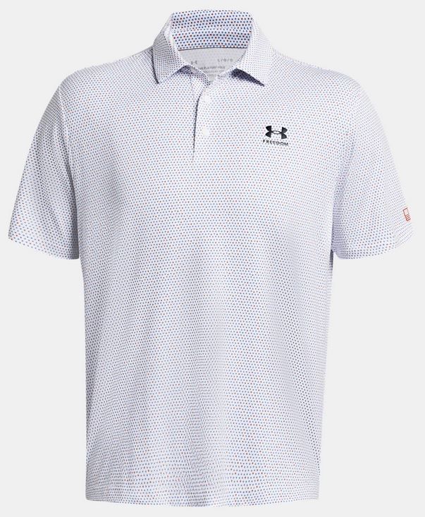 Under Armour 13839791003X Men Playoff 3.0 Freedom Printed Polo Short Sleeve Shirts, White - 3XL -  Inner Armour