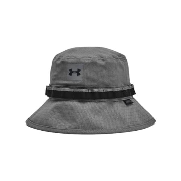 Under Armour 1383434025L-XL Iso-Chill ArmourVent Bucket Hat for Mens, Gray, Castlerock & Black - Large & Extra Large