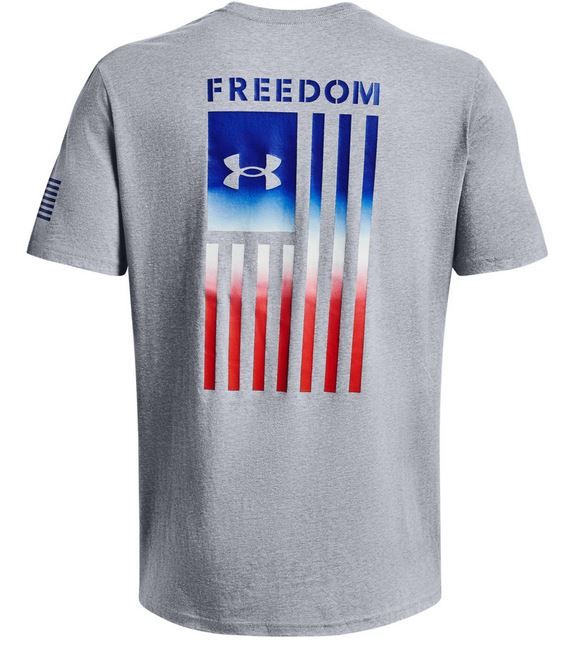 Under Armour 1382973410SM Men Freedom Flag Gradient Short Sleeve T-Shirt, Steel Heather Blue - Small
