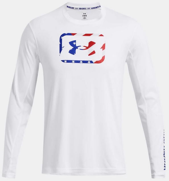Under Armour 1383578100SM Men Iso-Chill Freedom Hook Long Sleeve T-Shirt, White - Small