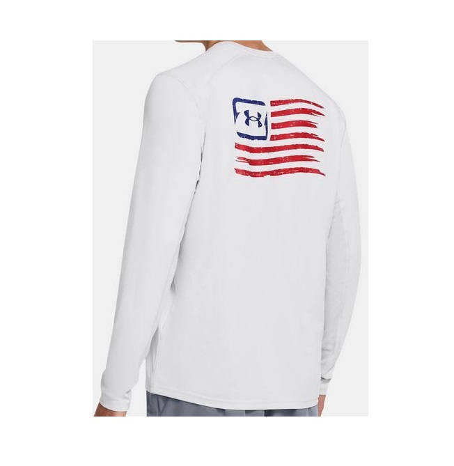 Under Armour 1383580014SM Men Iso-Chill Freedom Back Graphic Long Sleeve T-Shirts, Halo Grey - Small