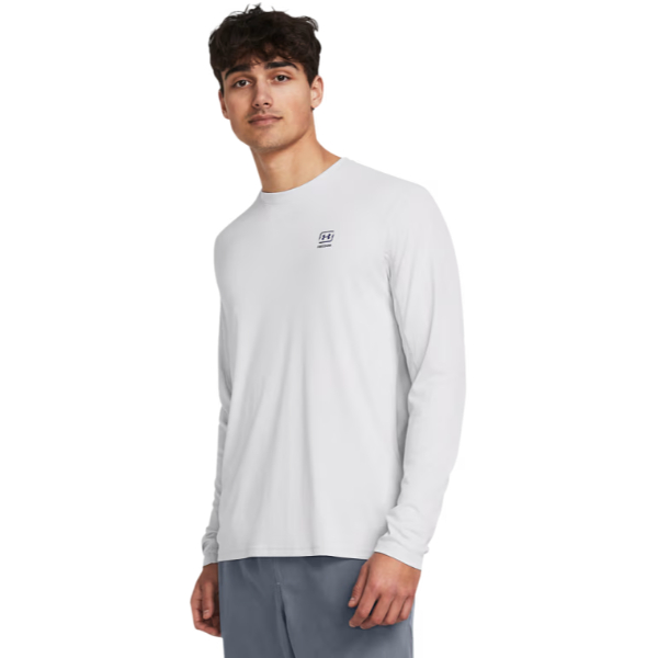 Under Armour 13835800142X Iso-Chill Freedom Back Graphic Long-Sleeve Shirt for Men - Halo Gray, Red & Royal - 2X