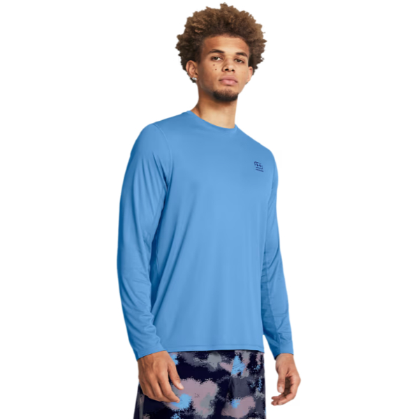 Under Armour 13835804443X Iso-Chill Freedom Back Graphic Long-Sleeve Shirt for Men - Viral Blue, Carolina Blue & Royal - 3X