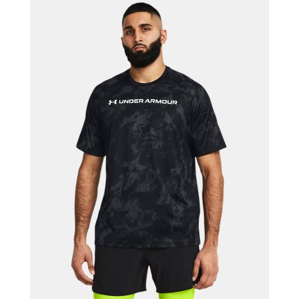 Under Armour 1361698001LG Tech ABC Camo Short Sleeve T-Shirt for Mens, Black - Large