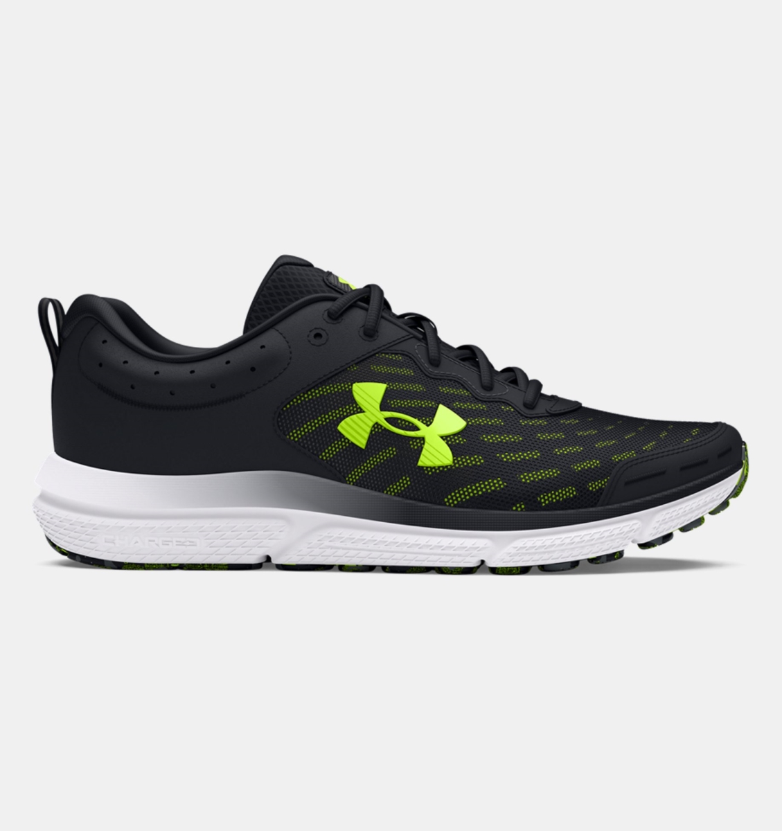 Under Armour 30261750078 Charged Assert 10 Running Shoes for Mens, Black & High Vis Yellow - Size 8 -  Inner Armour