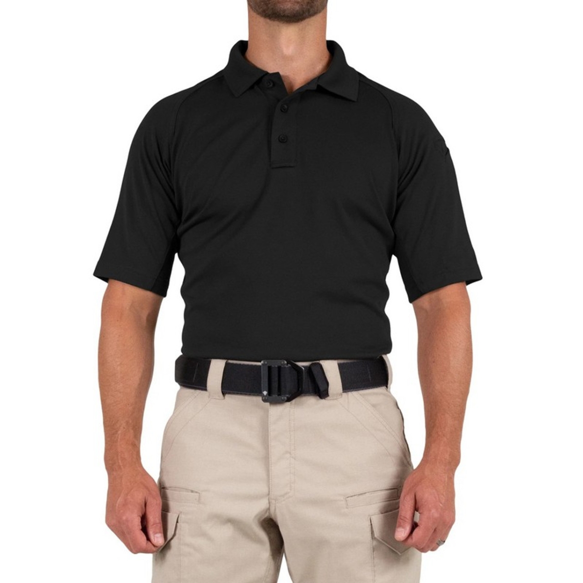 PERFORMANCE POLO SHORT SLEEVE, 100% Polyester, Button, 1 Pocket(s), Black, 3XL