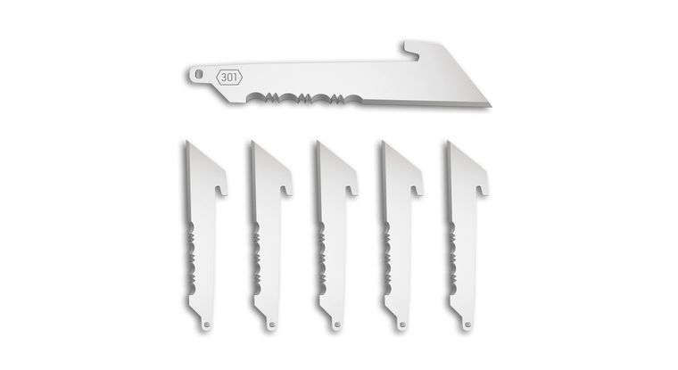 OE-RRUS30-6C 3 in. Utility with Serrations Blade, Black - Set of 6