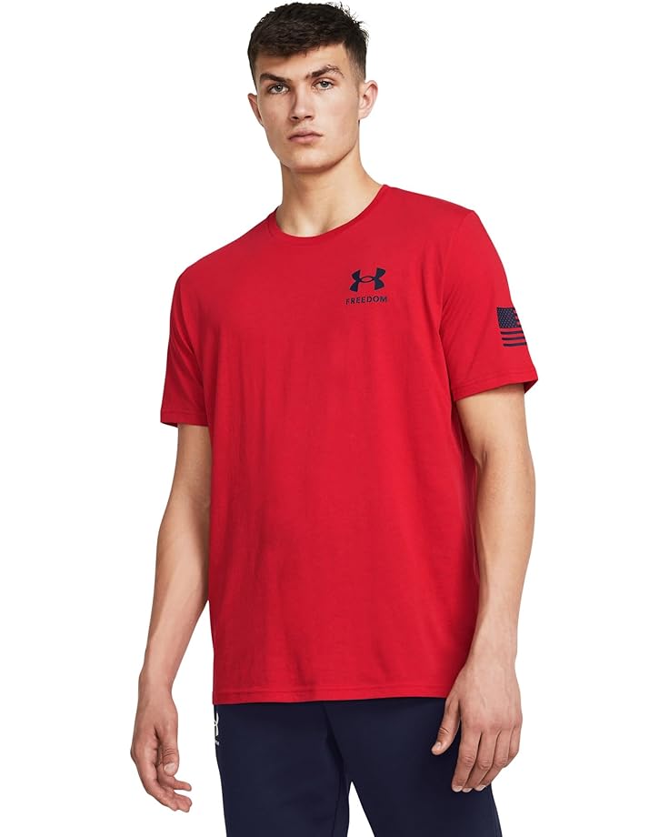 Under Armour 1370810601SM Mens Freedom Flag T- Shirt, Red & Midnight Navy - Small