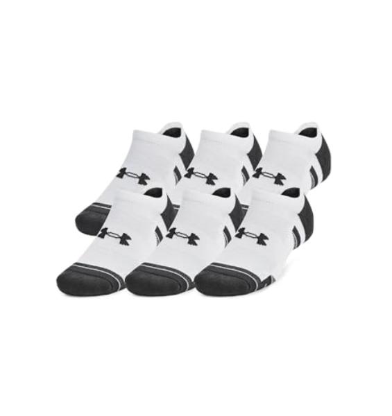Under Armour 1386243101XL Unisex Perf Tech NS Socks, White - Extra Large - Pack of 6