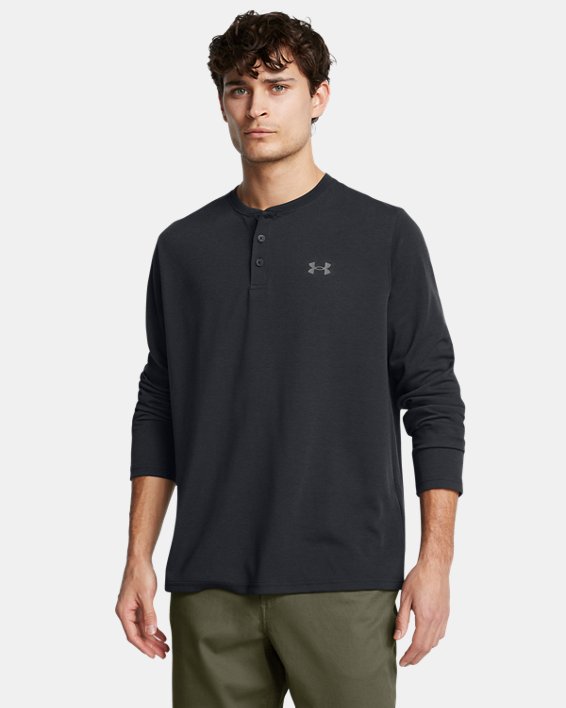 Under Armour 1386997001LG Mens Expanse Henley T-Shirt, Black & Castlerock - Large