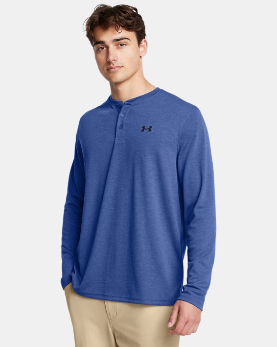 Under Armour 1386997432SM Mens Expanse Henley T-Shirt, Tech Blue & Black - Small