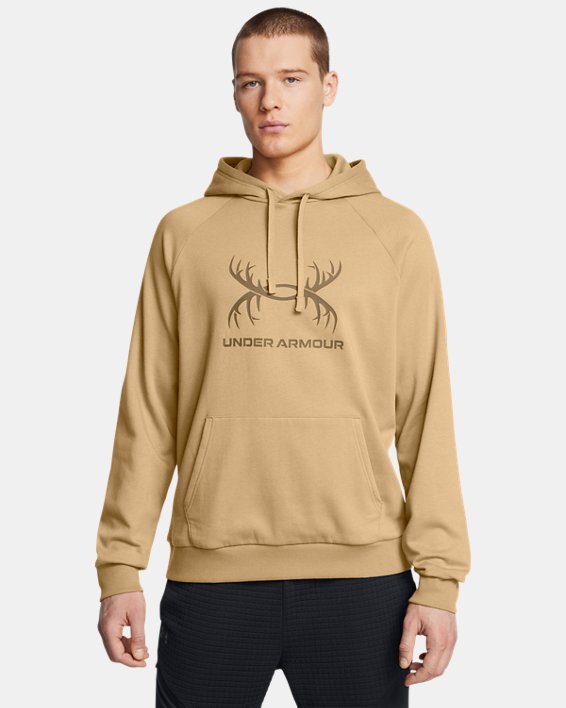 Under Armour 1388086263SM Mens Rival Fleece Antler Hoodie, Camel & Coyote - Small