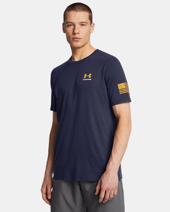 Under Armour 13867404102X Mens Freedom by Sea T-Shirt, Midnight Navy & Steeltown Gold - 2XL