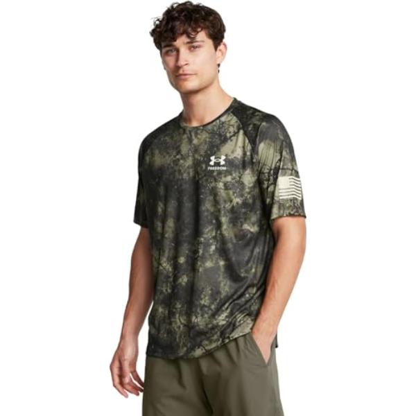 Under Armour Men's Tech Freedom Camo Short-Sleeve Casual Shirt - Marine OD Green XXL -  1382938-391-XXL