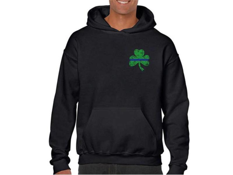 Small Shamrock Hoodie, Black - Extra Large