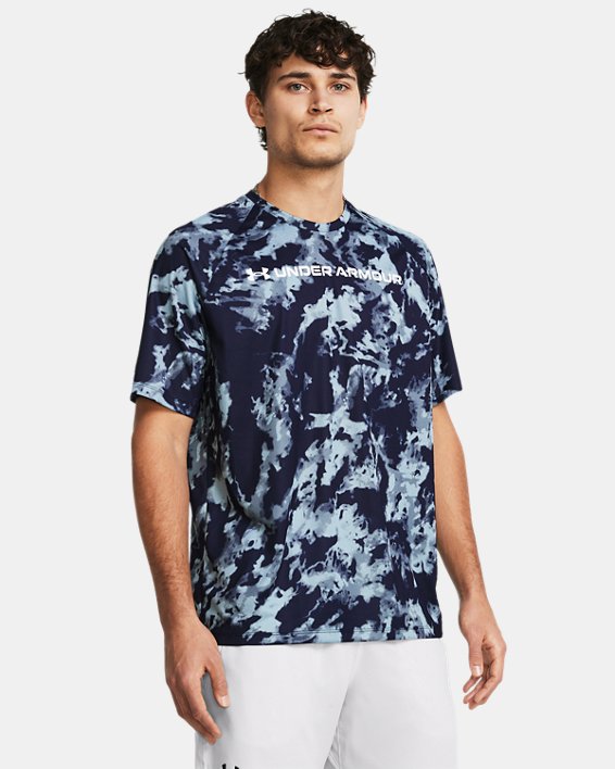 Under Armour 1361698410MD Mens Tech ABC Camo Short Sleeve T-Shirt, Blue - Medium